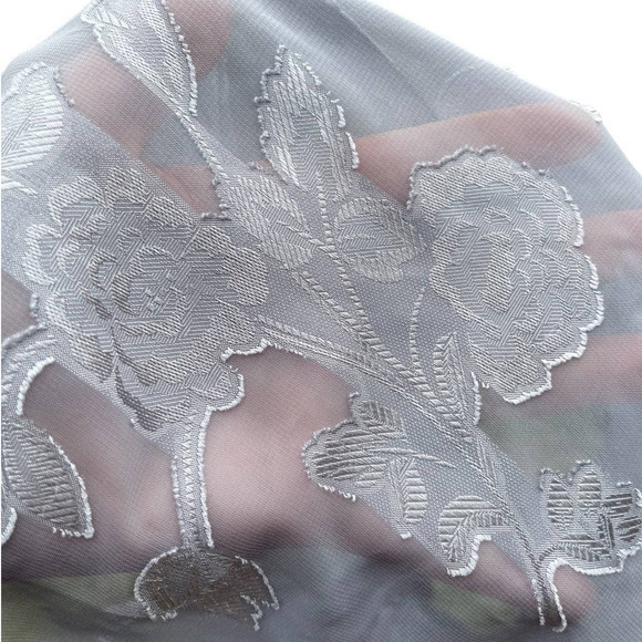 Vintage Gilligan & O Malley Lingerie Set Medium‎ Sheer Floral Applique Gray Y2K - Picture 7 of 7